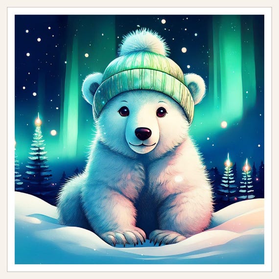 Personalized Night Light Polar Bear Nursery Illumination Bedroom Decor Magical Child Room Lamp Winter Theme Animal Nightlight Blue Glow Kids