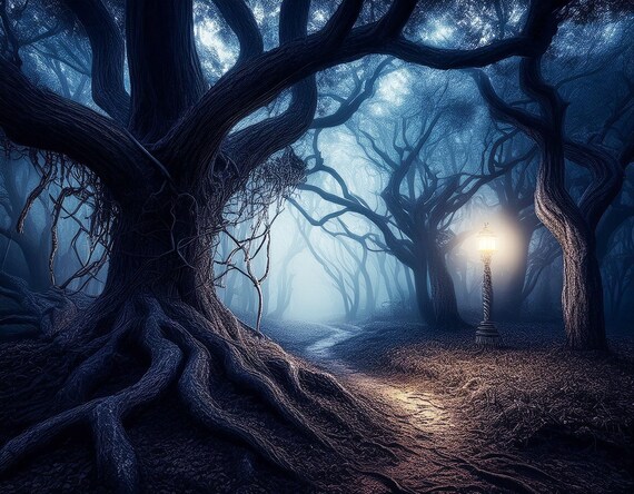 Spooky Forest Nightlight Halloween Photo Tribute Keepsake Gift Memorial Picture Frame Illumination Bedroom Light Custom Design Gothic