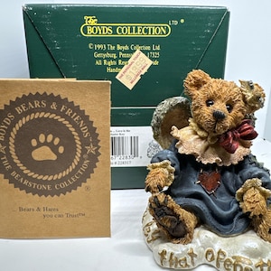 Vintage Boyds Bear beeldje gwain love is the master key cadeau voor moeder tante oma hars beer decor vintage verzamelaar