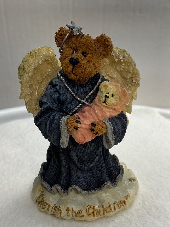 Boyds Bear Figurine Charity Angelhug and Everychild Cherish the Children gift for teacher children mom grandma aunt retired vintage bear