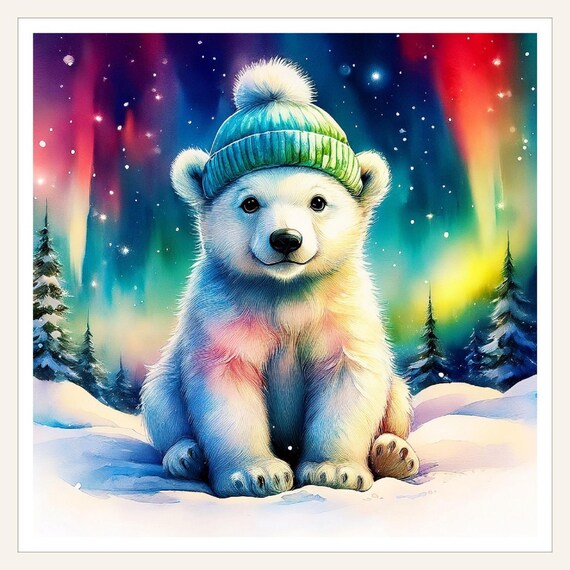 Polar Bear Light Nursery Lamp Kid Bedroom Night Aurora Borealis Magical Illumination Baby Room Arctic Animal Woodland Decor Winter Themed