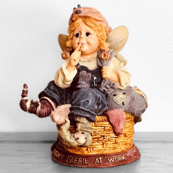 Fairy Collector Vintage Home Decor Shelf Sitter Cottage Boyd Bear Resin Figurine Nostalgic Present Wee Folk Sucsie Faeriesock Mischief Maker
