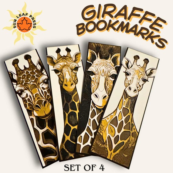 Giraffe Bookmark Set of 4 Animal Reading Marker Cute Book Accessory 3d Printed Safari Gift Plastic Marker Decorative Book Lover Literary