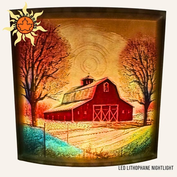 Barn Scene Nightlight Rustic Lithophane Lamp Design Autumn Farm Light Decoration Sunset Decor Gift Farmhouse Night Bedroom Country Glowing