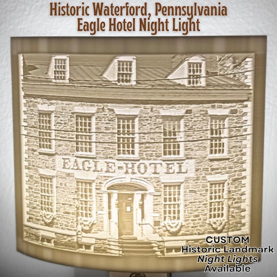 Lithophane Night Light Historic Building Eagle Hotel George Washington History Buff LED Room Light Pennsylvania Teacher Lamp Home Decor