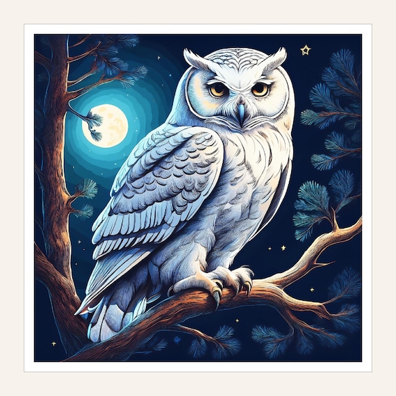 Owl Night Light Personalized Lamp Woodland Animal Illumination Decoration Nursery Bird Custom Snowy Moon Wildlife Bedroom Child Room Forest