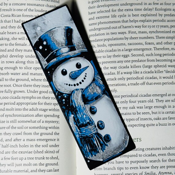 Snowman Bookmark Christmas Reading Textured Book Accessory Holiday Decoration Present Festive Page Marker Design Bookworm Winter Gift