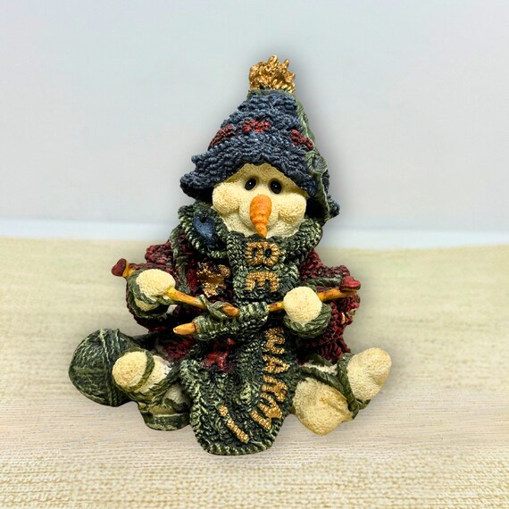 Vintage Boyd Bear Figurine resin bear collectible home decor vintage collector original box gift for her Pearl Too The Knitter