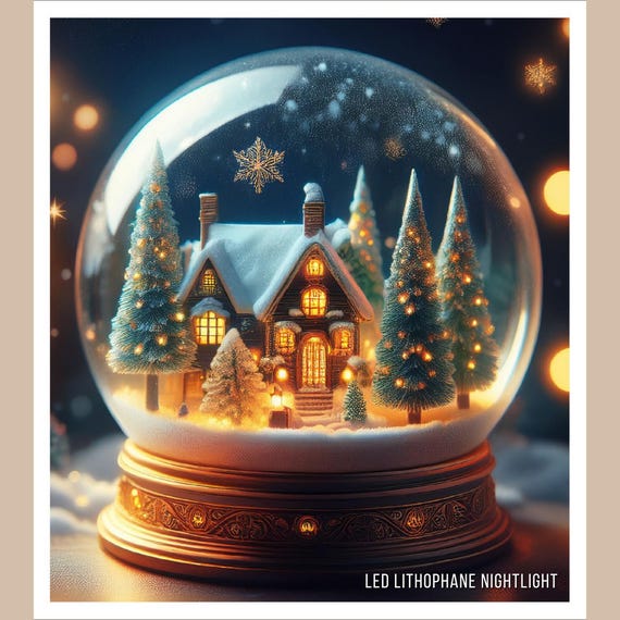 Snow Globe Nightlight Personalized Gift Unique Idea Bedroom Light Led Display Custom Image Memorial Present Nursery Decoration Illuminated
