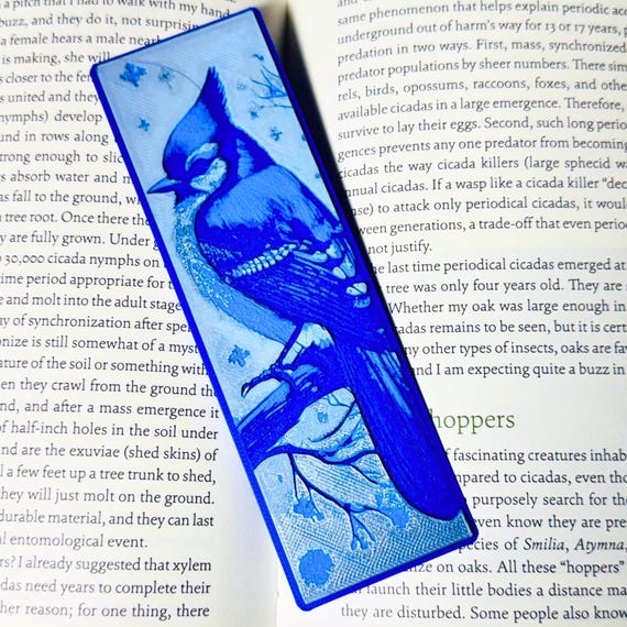 Blue Jay Bookmark Reading Accessory Bird Lover Literary Gift Nature Inspired Decorative Design Artistic Illustration Wildlife Page Marker