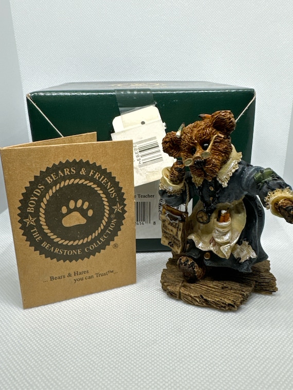 Boyd bear resin figurines collectors Boyds Bear Figurine mrs. Bruin the teacher gift for mom aunt grandma resin bear decor vintage collector