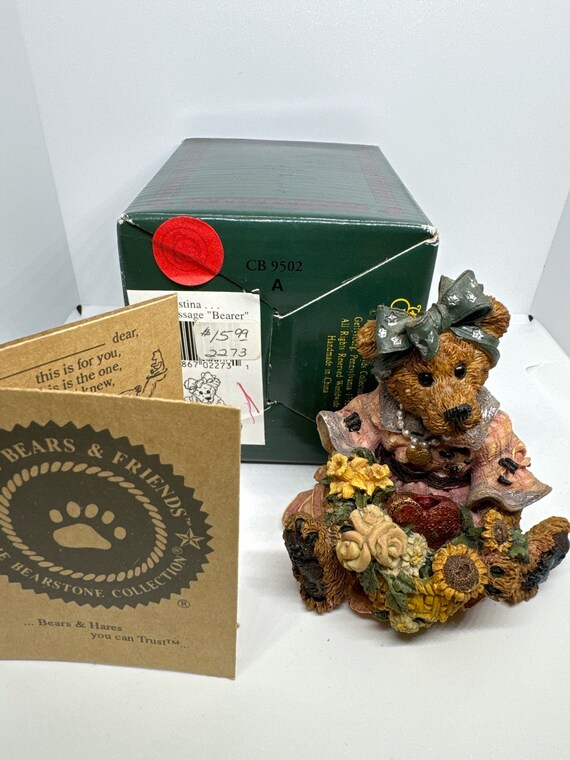 Vintage Boyds Bear Figurine Justina the message bearer gift for mom aunt grandma resin bear decor vintage collector