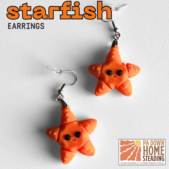 Starfish Jewelry Ocean Theme Plastic Animal Design Beach Style Marine Creature Custom Color Fun Accessory Casual Wear Fashion Earring Cute