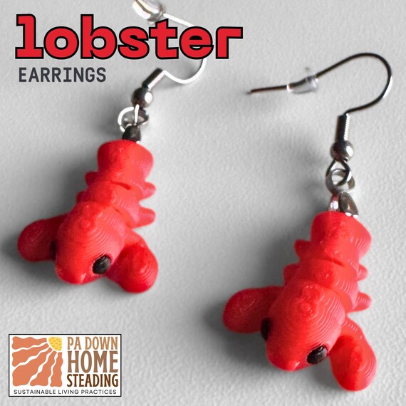 Lobster Jewelry Ocean Theme Plastic Animal Design Beach Style Marine Creature Custom Color Fun Accessory Casual Wear Fashion Earring Cute