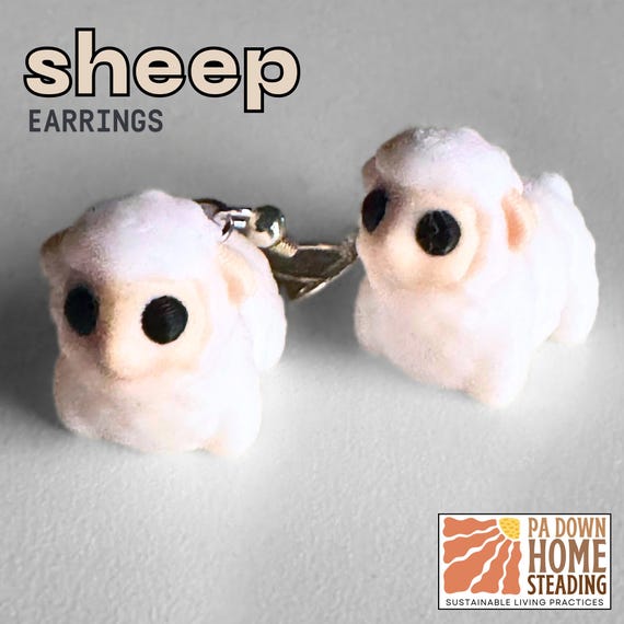 Sheep Plastic Animal Jewelry Custom Color Farm Theme Lamb Design Barn Style Farm Creature Fun Accessory Casual Wear Fashion Earring Cute