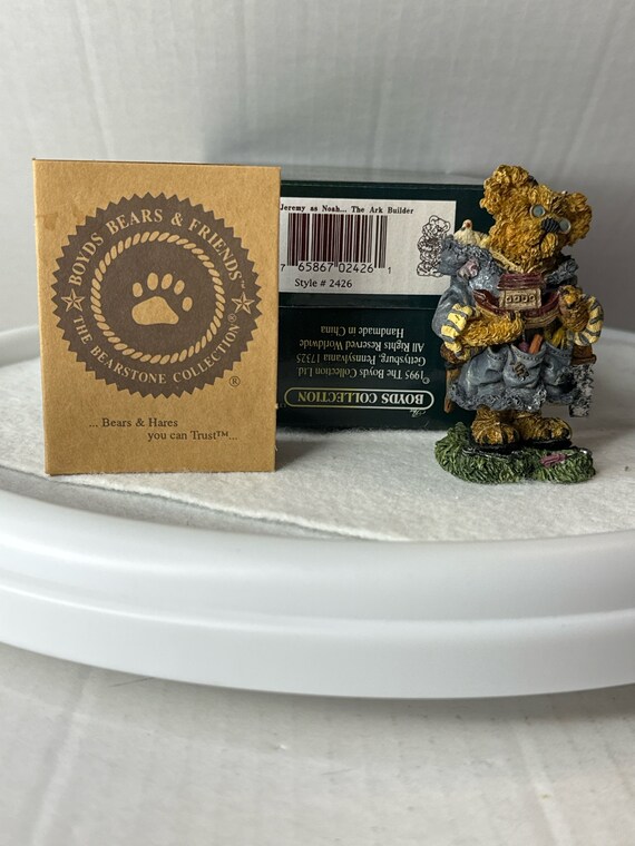 Vintage Boyds Bear Figurine Jeremy as Noah the ark builder gift for mom aunt grandma resin bear decor vintage collector