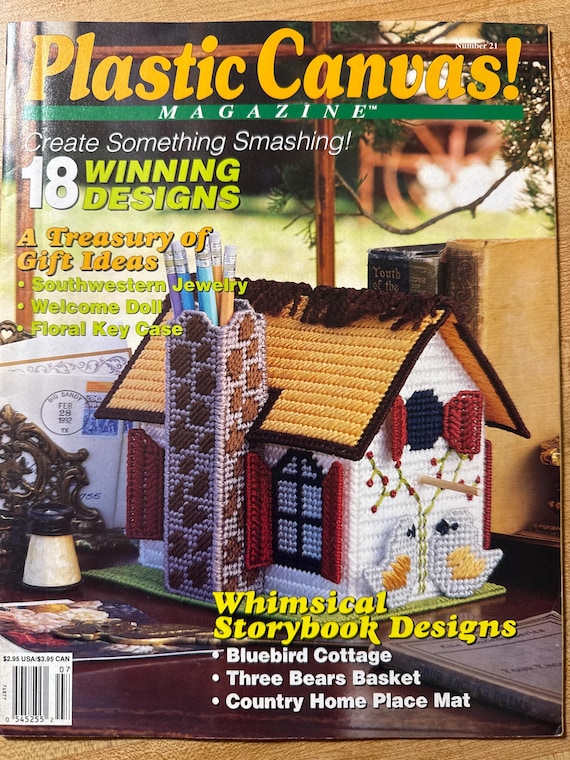 Summer Plastic Canvas Pattern Magazine Sea Shell Decor Farm Picnic Placemat Bluebird Cottage pattern craft design hobby book vintage