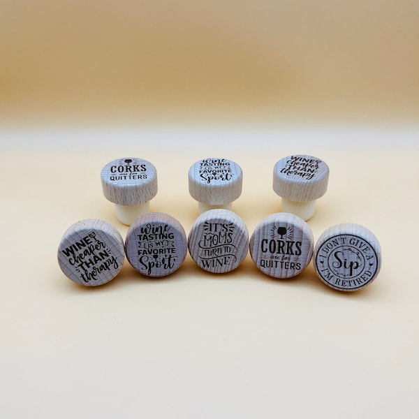 Funny wine corks engraved with wine quotes, wooden wine cork, housewarming gift for woman, wine lover, gift for her, retirement gift, punny