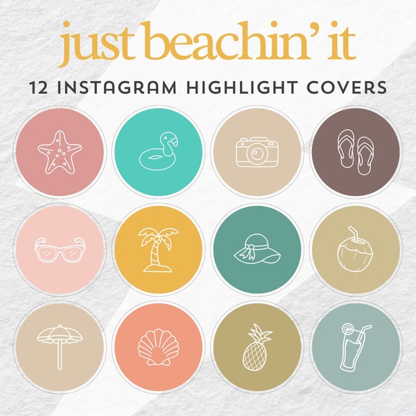 Instagram Highlight Covers | Beach, Ocean, Vacation, Summer Icons | 12 High Quality Image Files