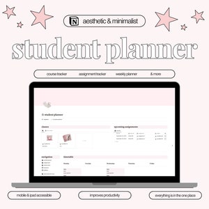 Student Planner | Notion Template | Digital Planner | Academic planner |  Homework Tracker | Aesthetic Notion | Pink Coquette Aesthetic