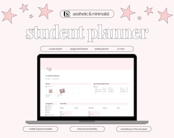 Student Planner | Notion Template | Digital Planner | Academic planner |  Homework Tracker | Aesthetic Notion | Pink Coquette Aesthetic