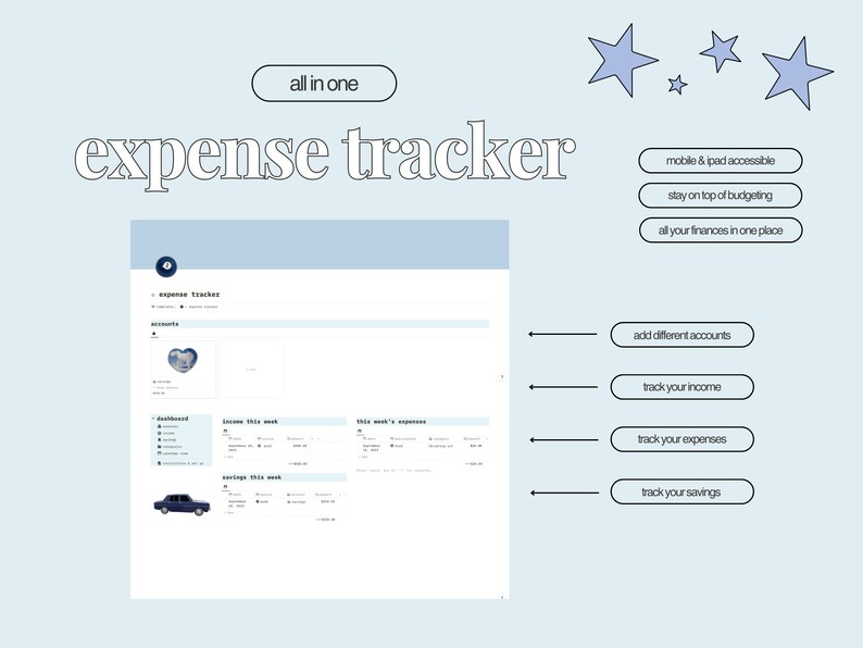 Finance Tracker Expense Tracker Budget Planner Savings Tracker notion ...