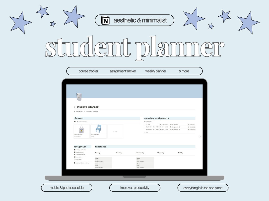 Student Planner | Notion Template | Digital Planner | Academic Planner ...
