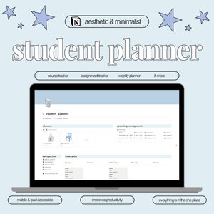 Student Planner | Notion Template | Digital Planner | Academic planner |  Homework Tracker | Aesthetic Notion | Light Blue Aesthetic