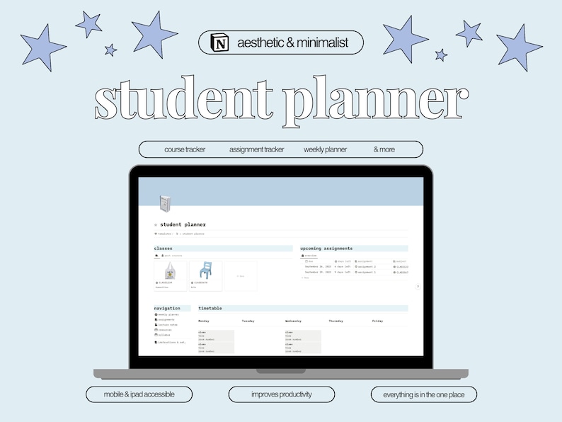 Student Planner Notion Template Digital Planner Academic Planner ...