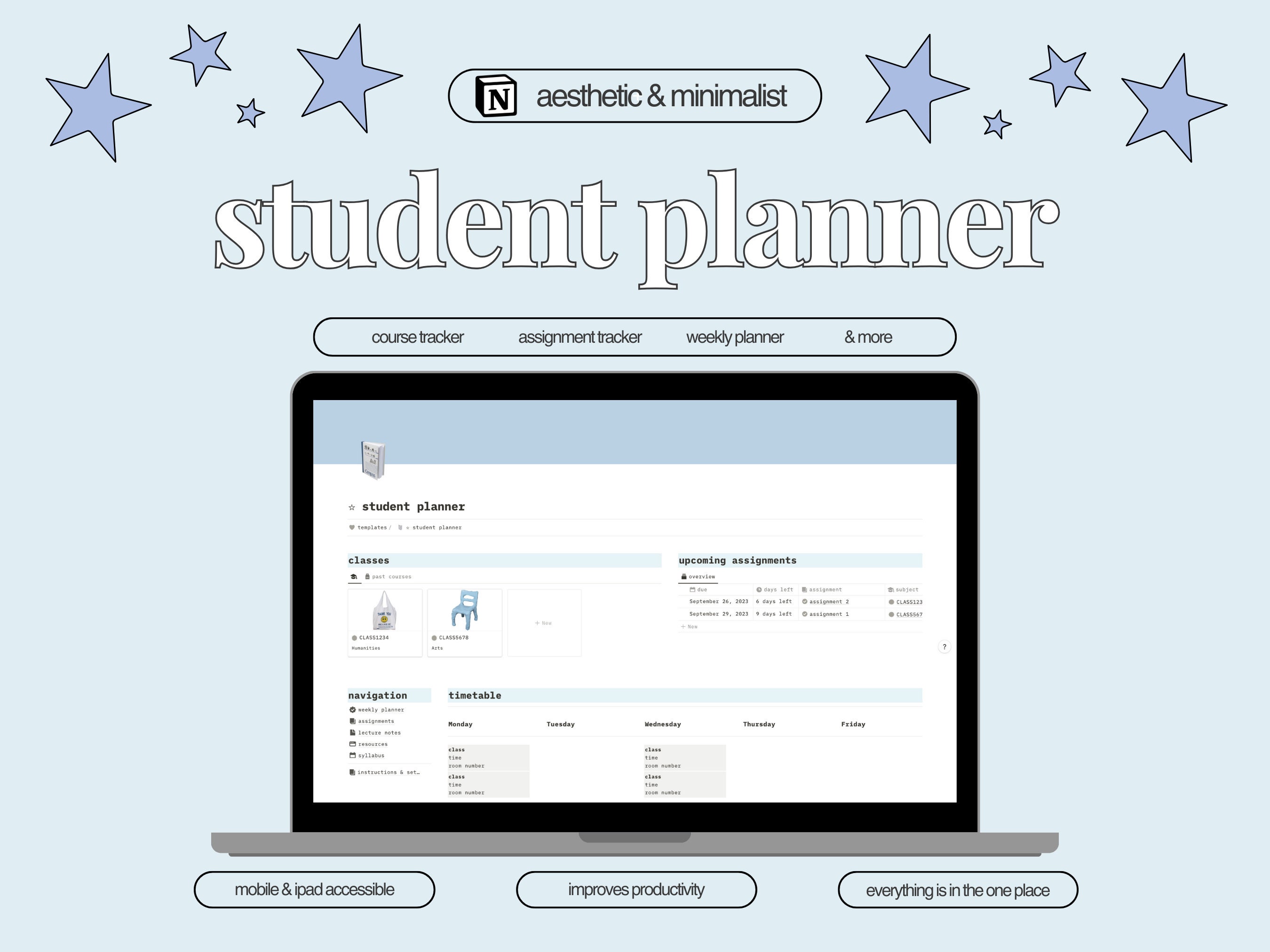 Student Planner | Notion Template | Digital Planner | Academic Planner ...