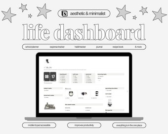 Notion Template | All In One Planner | Student Planner | Digital Planner | Personal Planner | Aesthetic Notion | Grey White Black Aesthetic