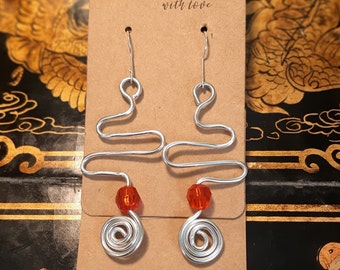 Silver Dangle Earrings  jewellery gift for women under 20.  Silver dangle earrings with your choice of shape and bead colour