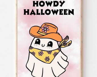Cowboy Ghost Halloween Print: Western Kids Decor (Digital Download)