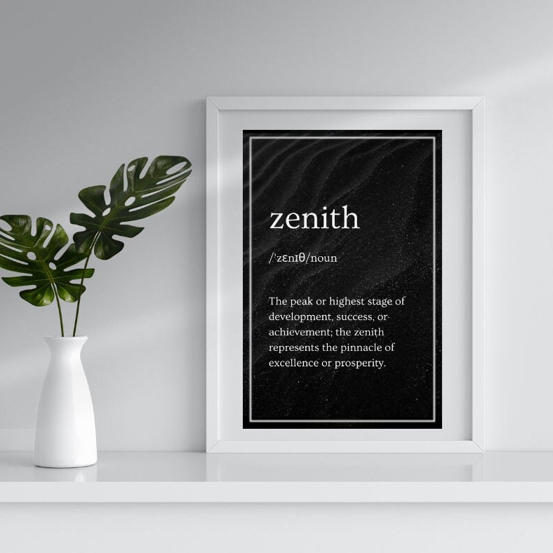 Zenith Enlightenment Dictionary Definition Wall Art Modern Home Decor