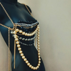 Beaded bra - custom made, beaded crop top, beaded bralet, beads top, pearls top, body jewellry, beaded bralet, belly dancing top, beads bra