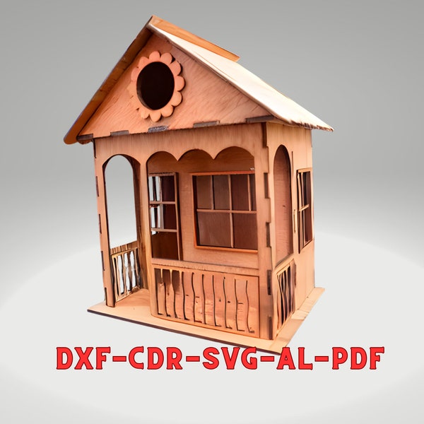 Laser Cut Wooden Bird House 3mm / Bird House / Wooden Bird House Dxf-Cdr-Svg-Al-Pdf File