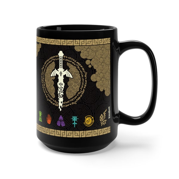 Zelda Tears of the Kingdom Premium Black Mug Gift, 15oz