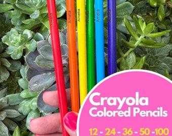 Custom Personalized Crayola Colored Pencils | Bold or Regular Text | 12 24 36 50 100 COUNT | Made by Teacher | Back to School Birthday Gift