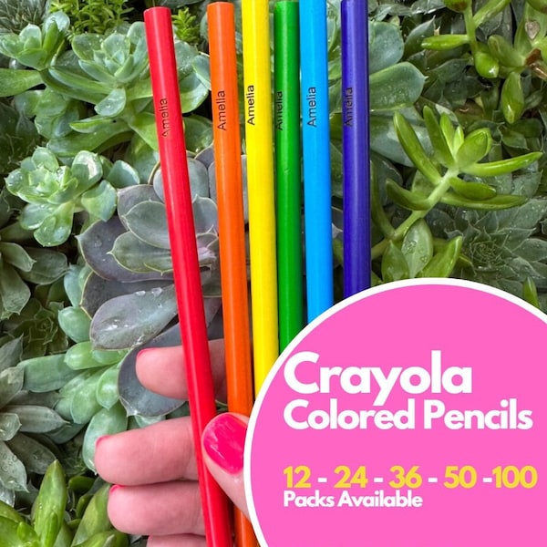 Custom Personalized Crayola Colored Pencils | 12, 24, 36, 50, 100 COUNTS | Made by a Teacher | Back to School | Stocking Stuffer | FREE SHIP