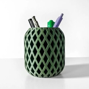 The "Atila” Woven Pen Pencil Holder | Office Desk Work From Home Decor | Pick Color | Pen Holder Cup | Custom Desk Organizer | 3D Printed