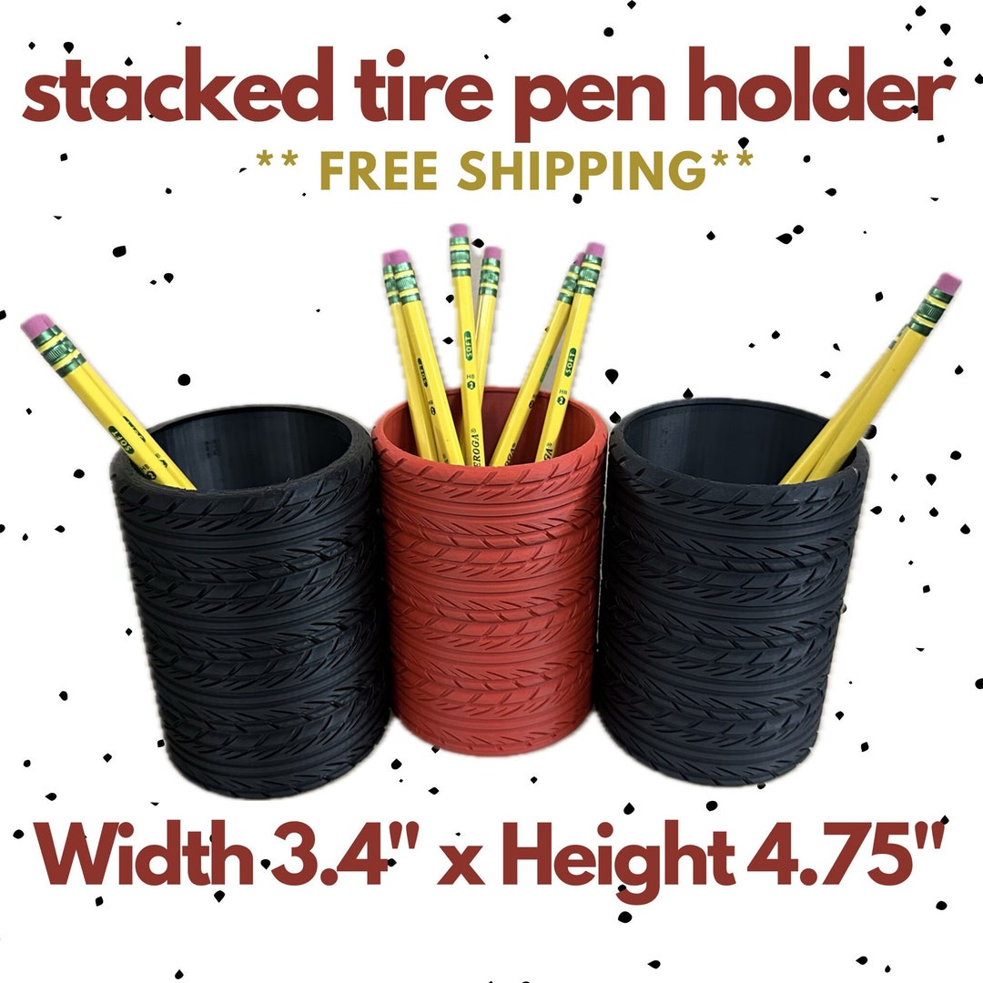 Pen Holder Tool Office Decor Tire Stack Pencil Cup Car Guy/girl