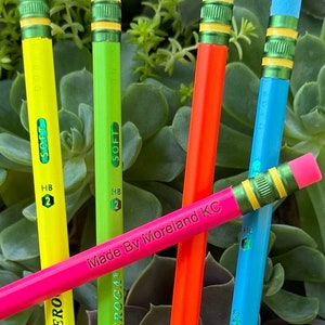 Ticonderoga NEON Personalized Pencils Custom Engraved | Add Emoji | Gift Appreciation Student Teacher | Individual Engraving | Free Ship