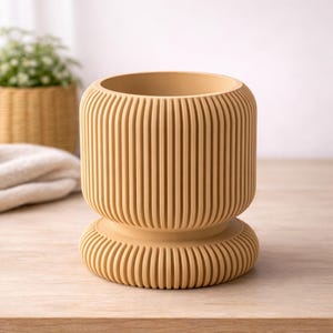 3D Crafted Sculptured Ribbed Planter | Custom Sizing & Colors | Pothos Monstera Succulent Cacti Snake House Plant | 3" 4" 5" 6" 7" 8" | F021