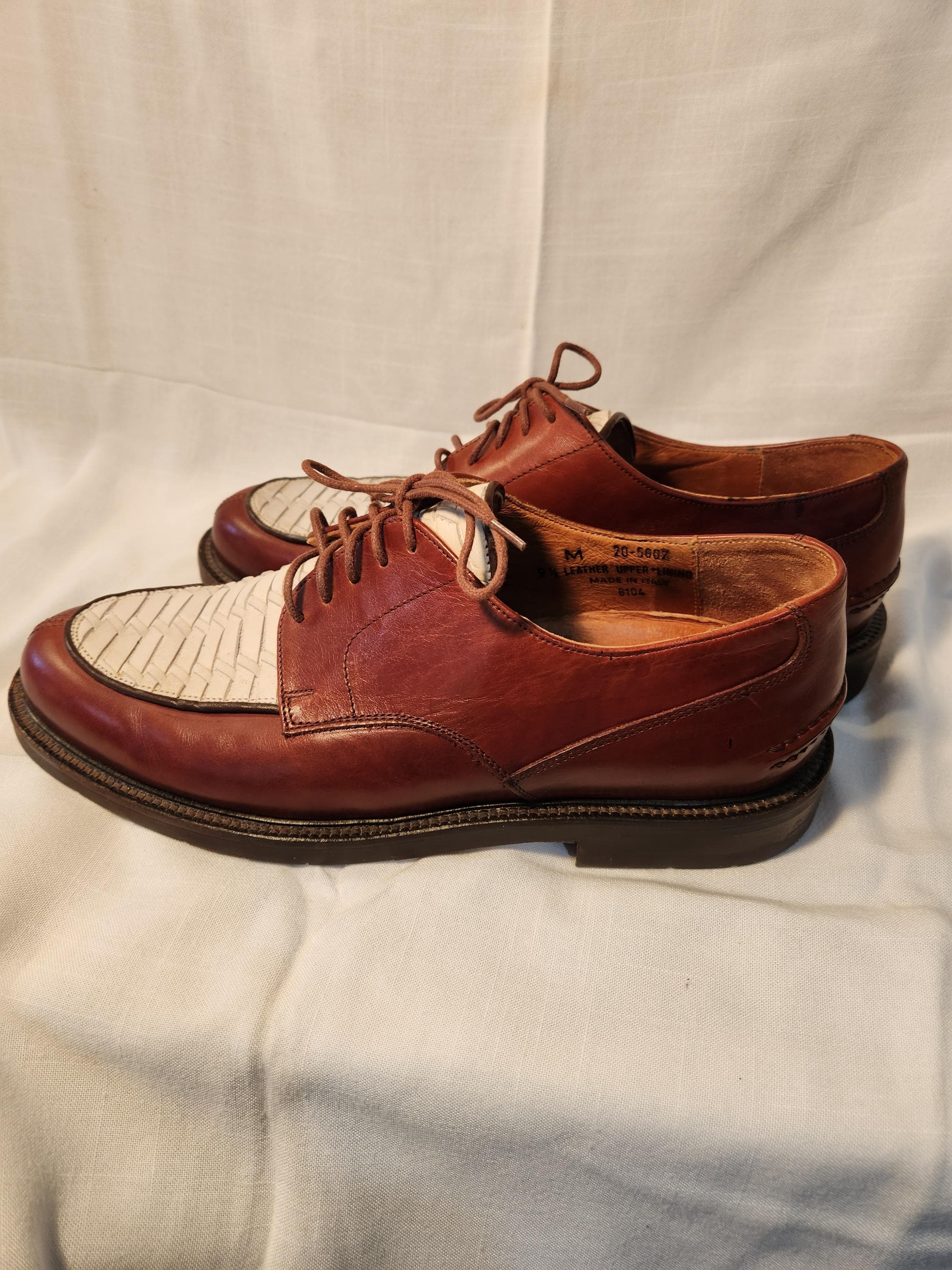 Johnston & Murphy Men’s 9M Brennan Spectator Saddle Shoes Brown Black Leather Johnston & Murphy Saddle Shoes - Etsy main image 4