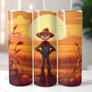 Scarecrow 20 oz Skinny Tumbler Sublimation Design, PNG Instant DIGITAL Download, Fall Tumbler Wrap, Halloween Tumbler Wrap