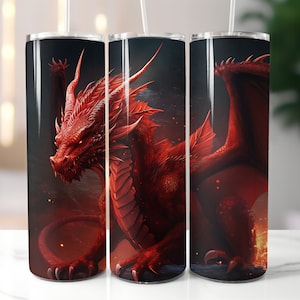Red Dragon 20 oz Skinny Tumbler Sublimation Design | dnd tumbler |Digital download | Straight tumbler wrap png | Instant download | png file