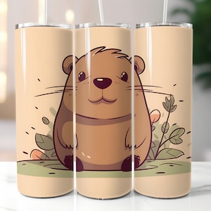 Kawaii Capybara 20 oz Skinny Tumbler Sublimation Design | Digital download | Straight tumbler wrap png | Instant download | png file