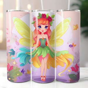Cartoon Fairy Tumbler Sublimation design | Kids tumbler wrap | Digital download | Straight tumbler wrap png | Instant download | png file