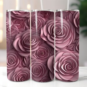 3d Pink Roses Tumbler Sublimation Design | 3d tumbler wrap | Digital download | Straight tumbler wrap png | Instant download | png file