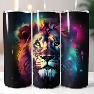 Galaxy Löwe 20 oz Skinny Becher Sublimation Design | Löwenbecher| Digitaler Download|Straight tumbler wrap png| Sofortiger Download | png Datei